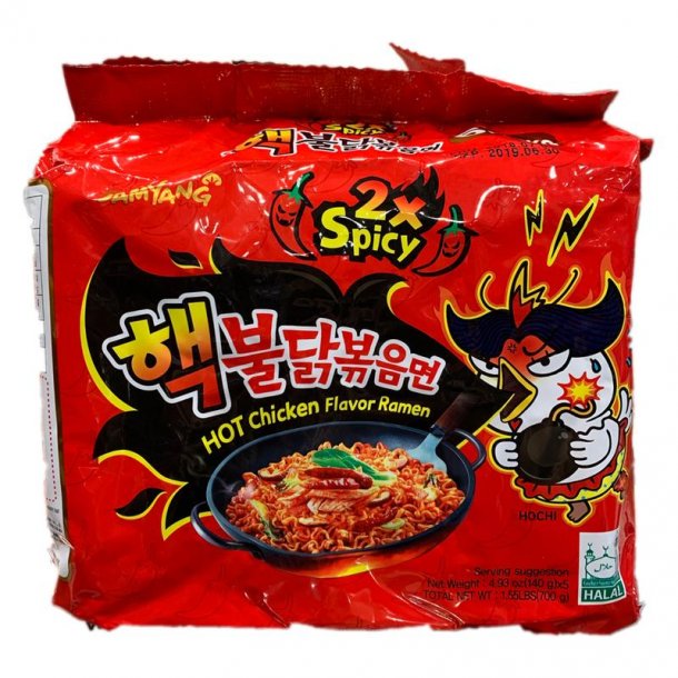 2x Spicy & Hot Chicken 5-pack (SamYang) - 5x140gr.